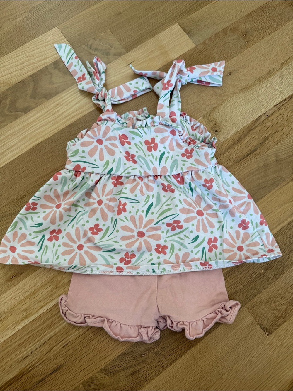 Toddler Floral Tank Top & Ruffle Shorts Set - Pink